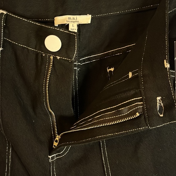 SOHN Boutique Black high waist, wide leg vintage Painters Pants -white stitching - Picture 10 of 12